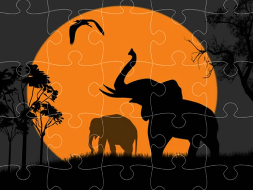 Zdjęcie Elephant Silhouette Jigsaw